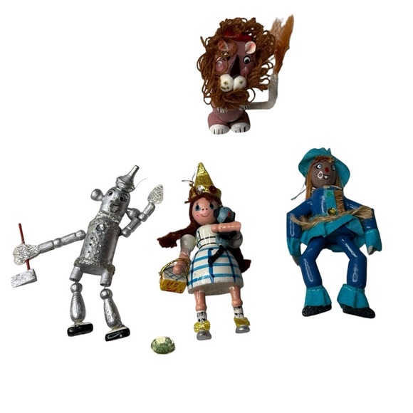 Vintage Kurt S. Adler Wizard of Oz wooden ornaments Dorothy Scarecrow Lion Tin M - Picture 1 of 16